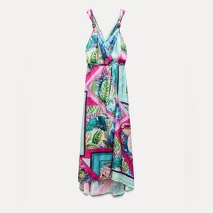 NEW ZARA Vibrant Colourful Faux Wrap Dress XS